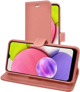 Luxurious Samsung Galaxy A13 5G Leather Style Wallet Case - Pink MS000993