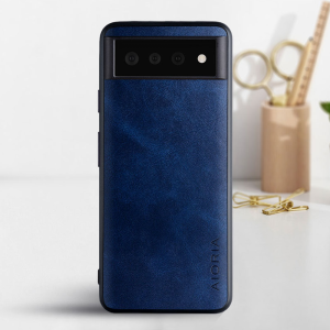 Aioria Coque Google Pixel 6 Leather Case Cover - Blue MS000859