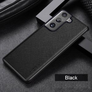 Aioria Cross Grain Leather Samsung Galaxy S22 Plus Case - Black