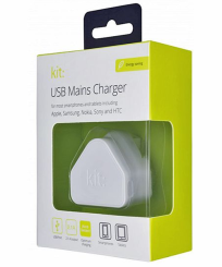 Kit 2.1A USB 3-Pin UK Charging Plug - White 