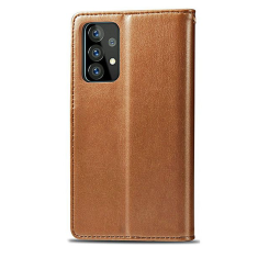 Samsung Galaxy A52 Magnetic Closure PU Leather Wallet Case Cover - Brown MS000550